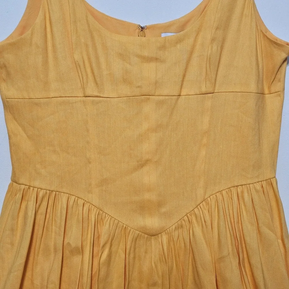 Gianni Bini Dress‎ Size 4 Yellow Linen Blend Mini Shift Sleeveless Lined 226-422